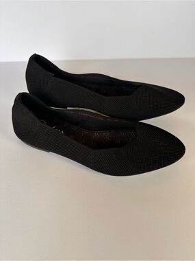 Skechers Cleo Point Black Knit Pointed Toe Flats Shoes Size 10